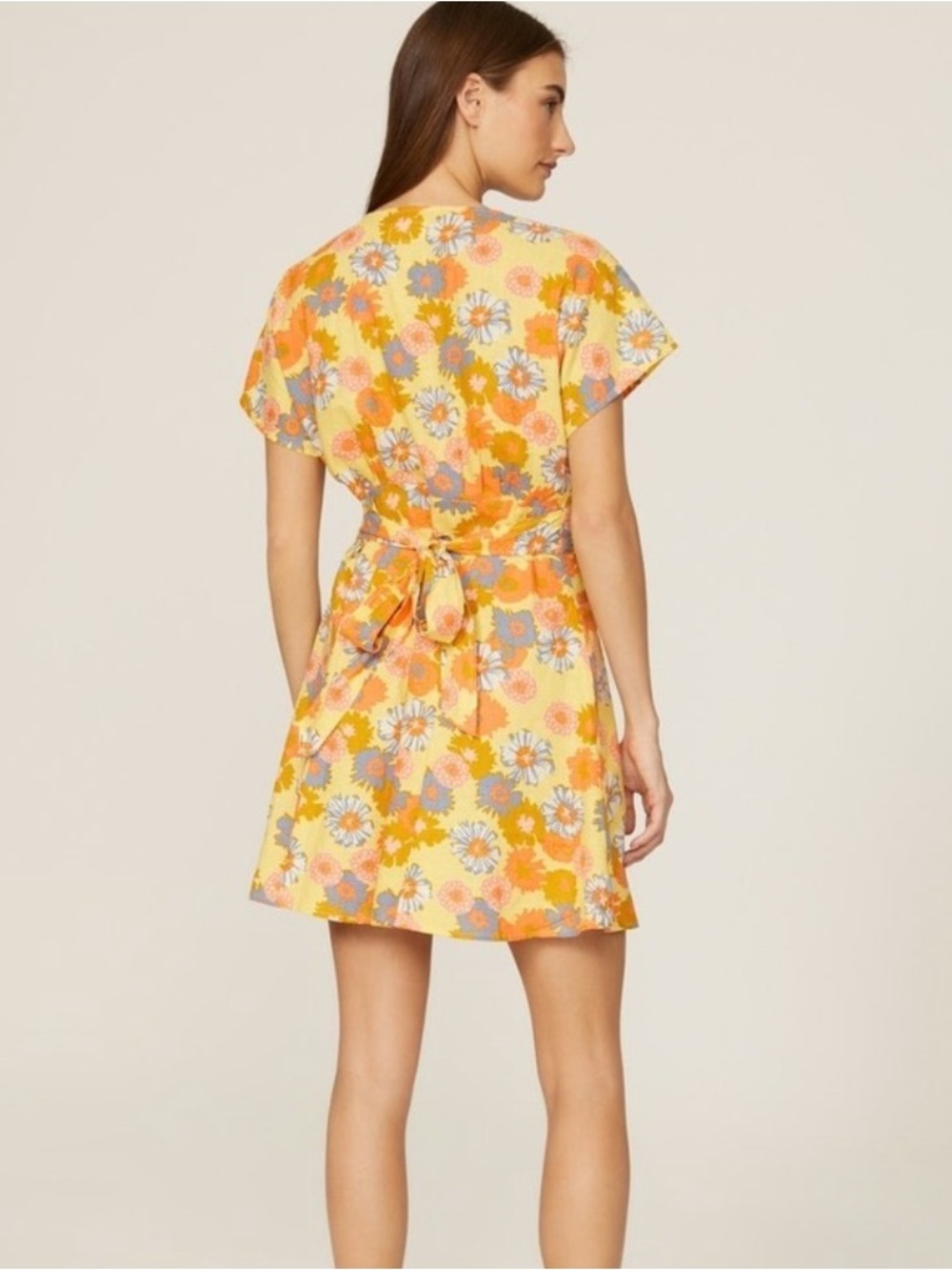 Marine Layer Camila Mini Dress in Yellow Floral Print - Size Small - Picture 2 of 8